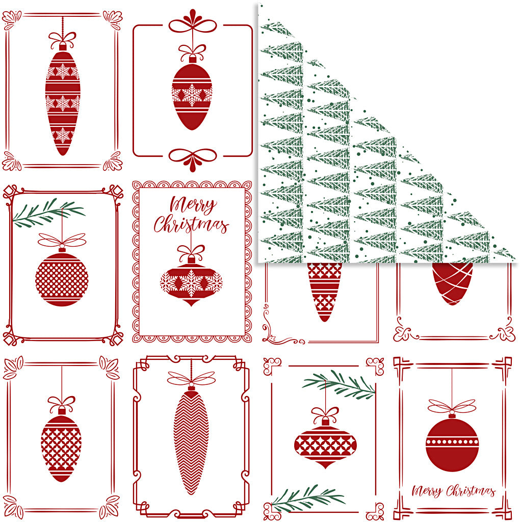 Design Paper, christmas balls and christmas trees, sheet 30,5x30,5 cm, 180 g, 5 sheet