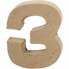 Cijfer, 3, H: 10 cm, B: 8 cm, dikte 1,7 cm, 1 stuk [HOB-26670]