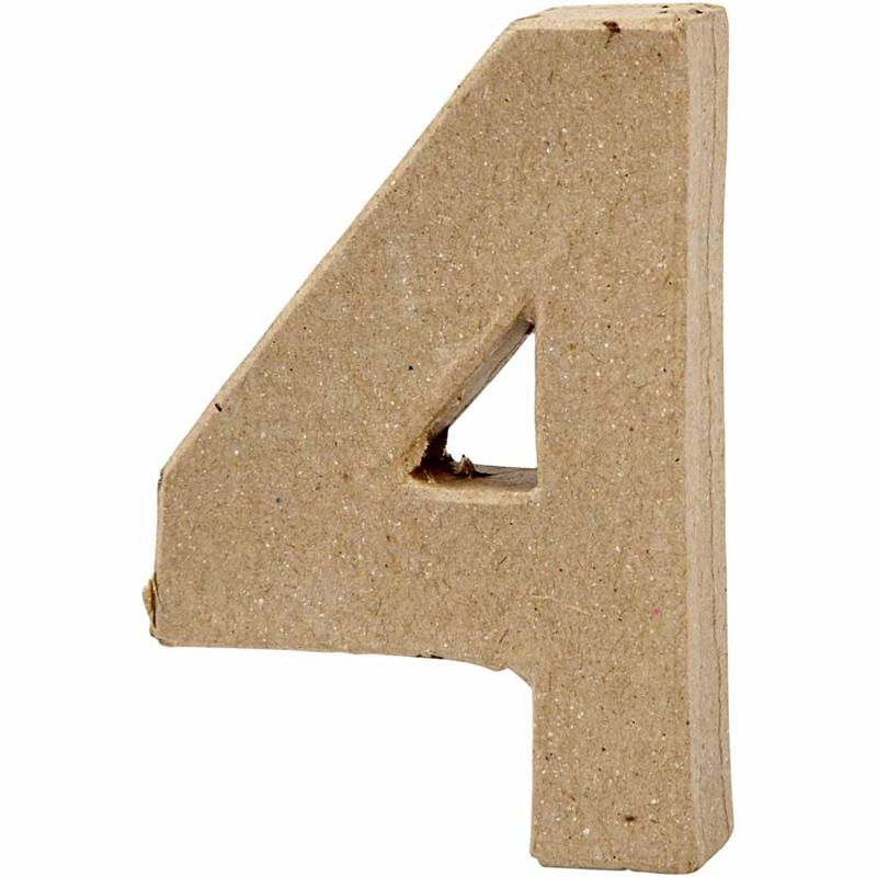 Cijfer, 4, H: 10 cm, B: 6,8 cm, dikte 1,7 cm, 1 stuk [HOB-26671]