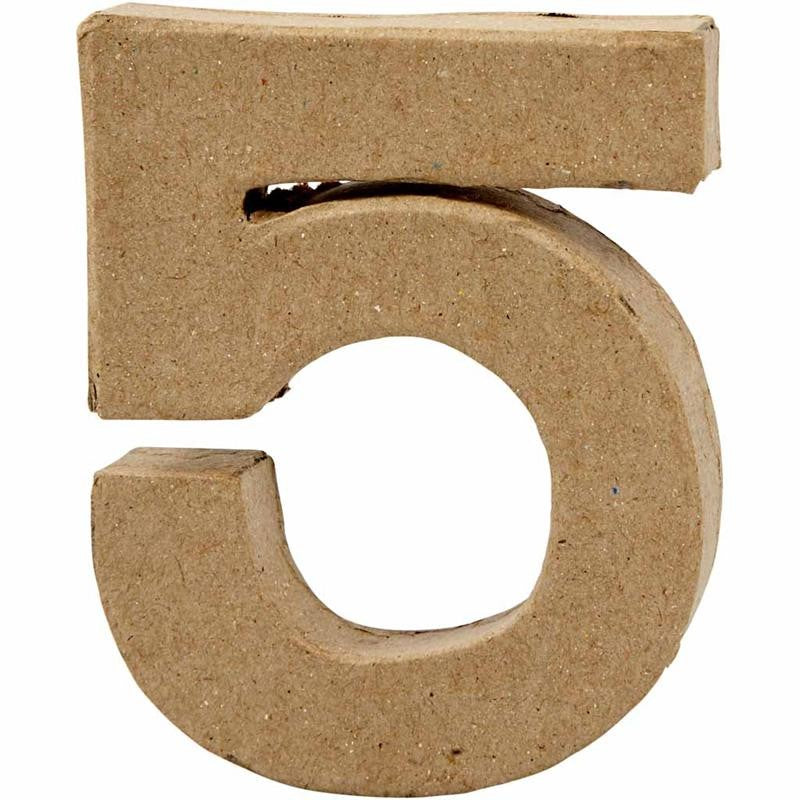 Cijfer, 5, H: 10 cm, B: 8,5 cm, dikte 1,7 cm, 1 stuk [HOB-26672]