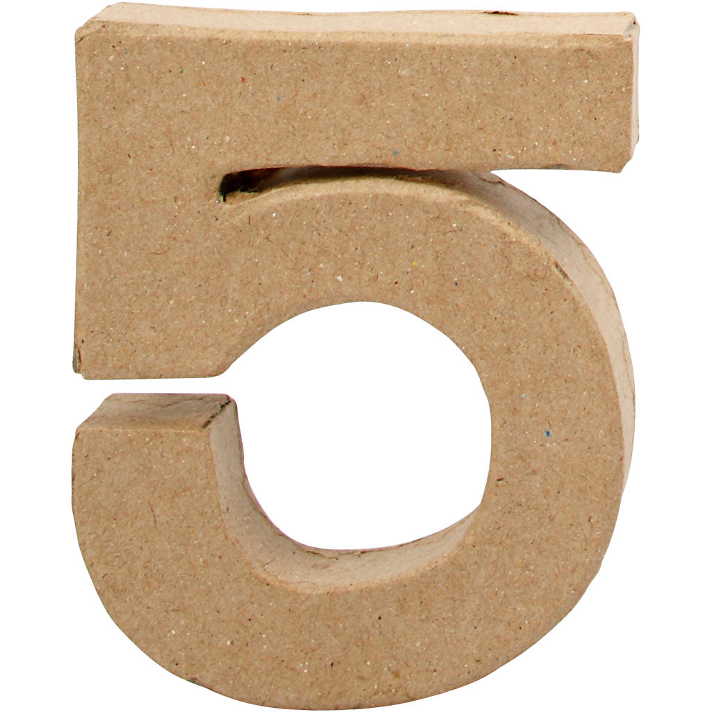 Cijfer, 5, H: 10 cm, B: 8,5 cm, dikte 1,7 cm, 1 stuk [HOB-26672]