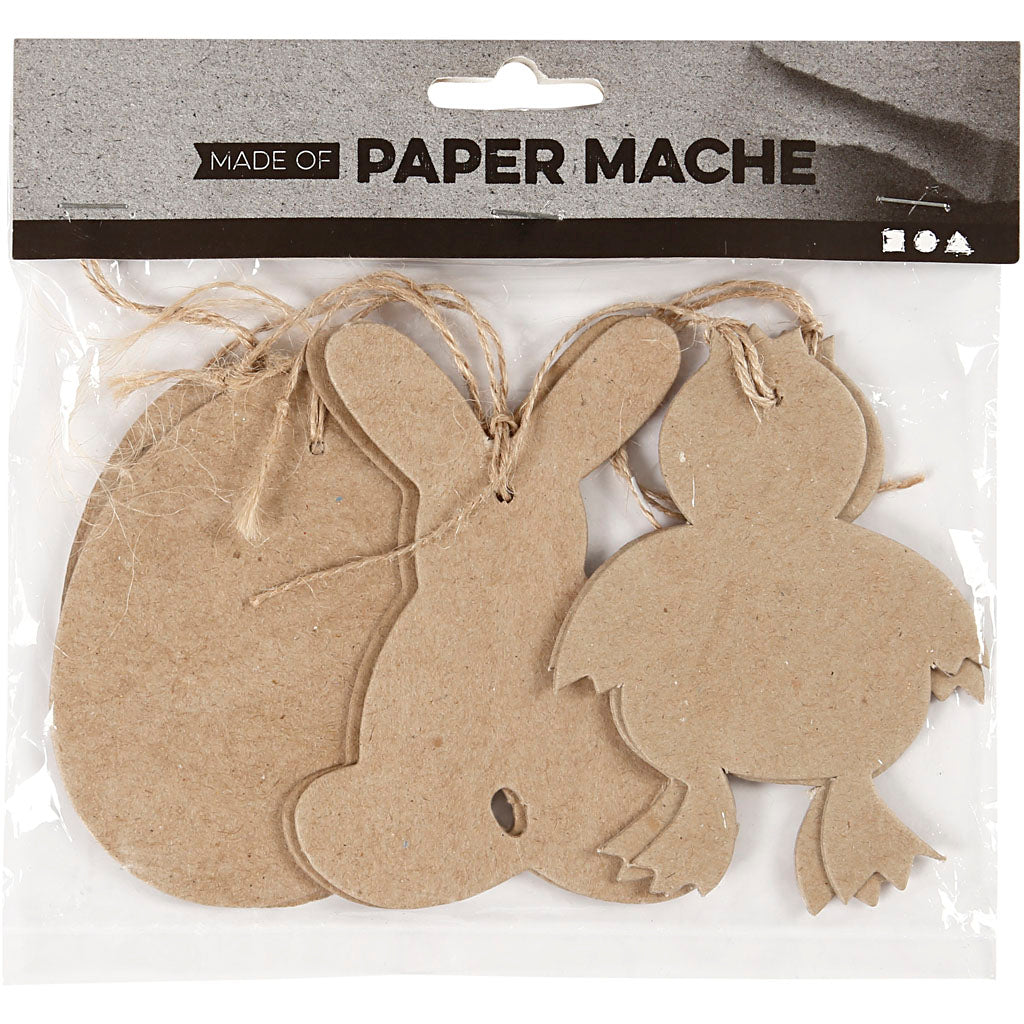 Paas decoraties, konijn, kip en ei, H: 10 cm, 6 stuk/ 1 doos [HOB-267343]