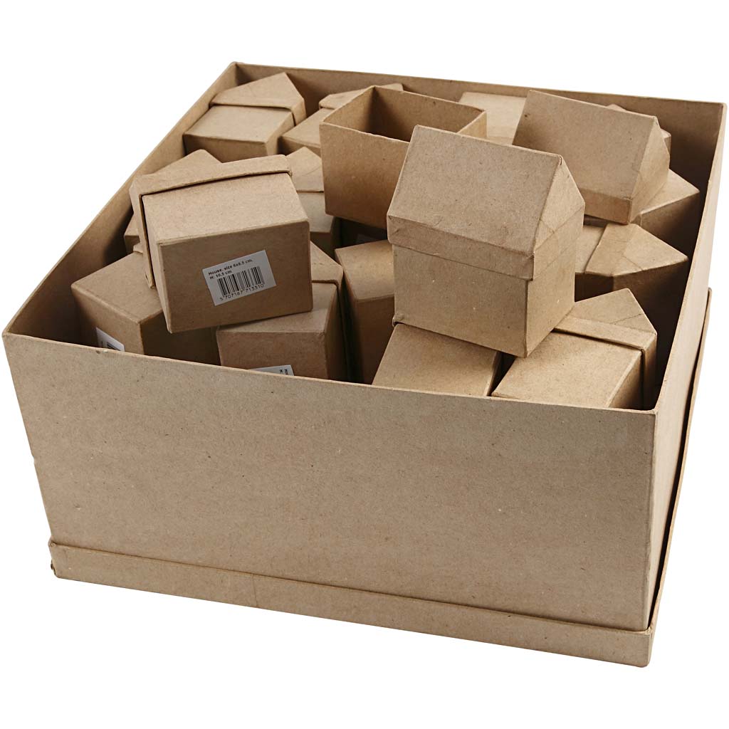 Huizen, H: 10,5 cm, afm 6x8,5 cm, 40 stuk/ 1 doos [HOB-26799]