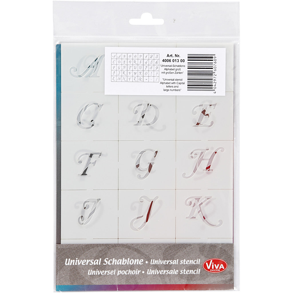 Letters en cijfers sjabloon, H: 20-30 mm, A5, vel 148x210 mm, 3 vel/ 1 doos [HOB-26965]