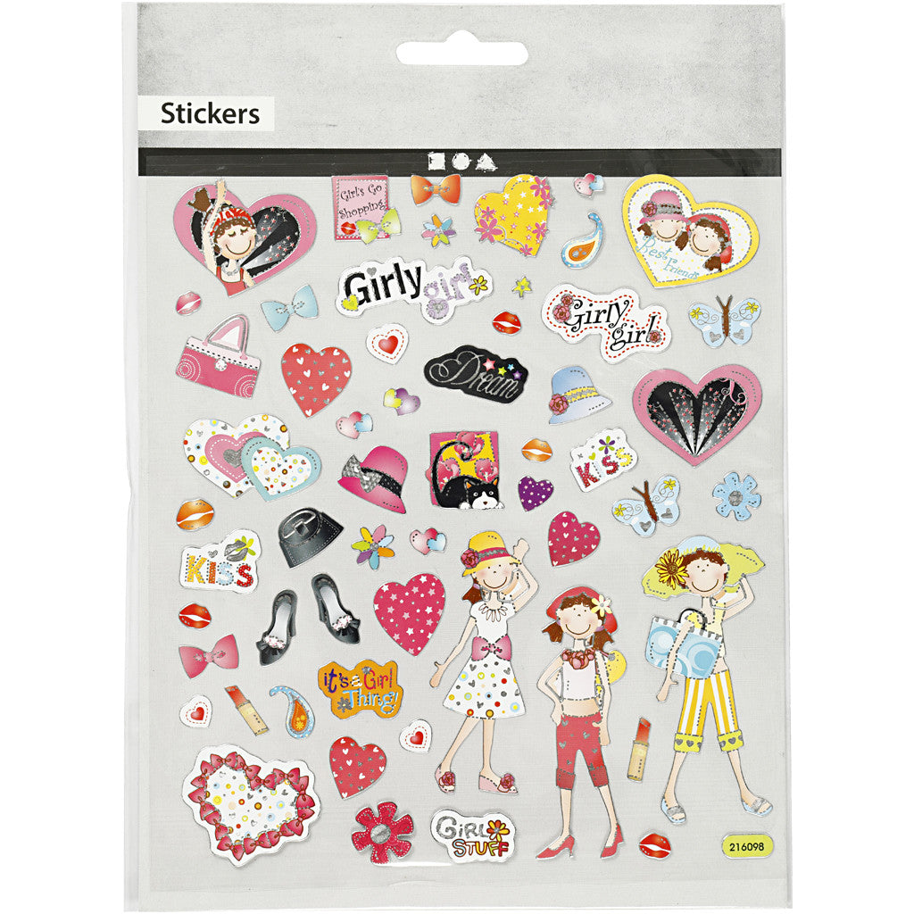 Stickers, meidendingen, vel 15x16,5 cm, 1 vel [HOB-27184]