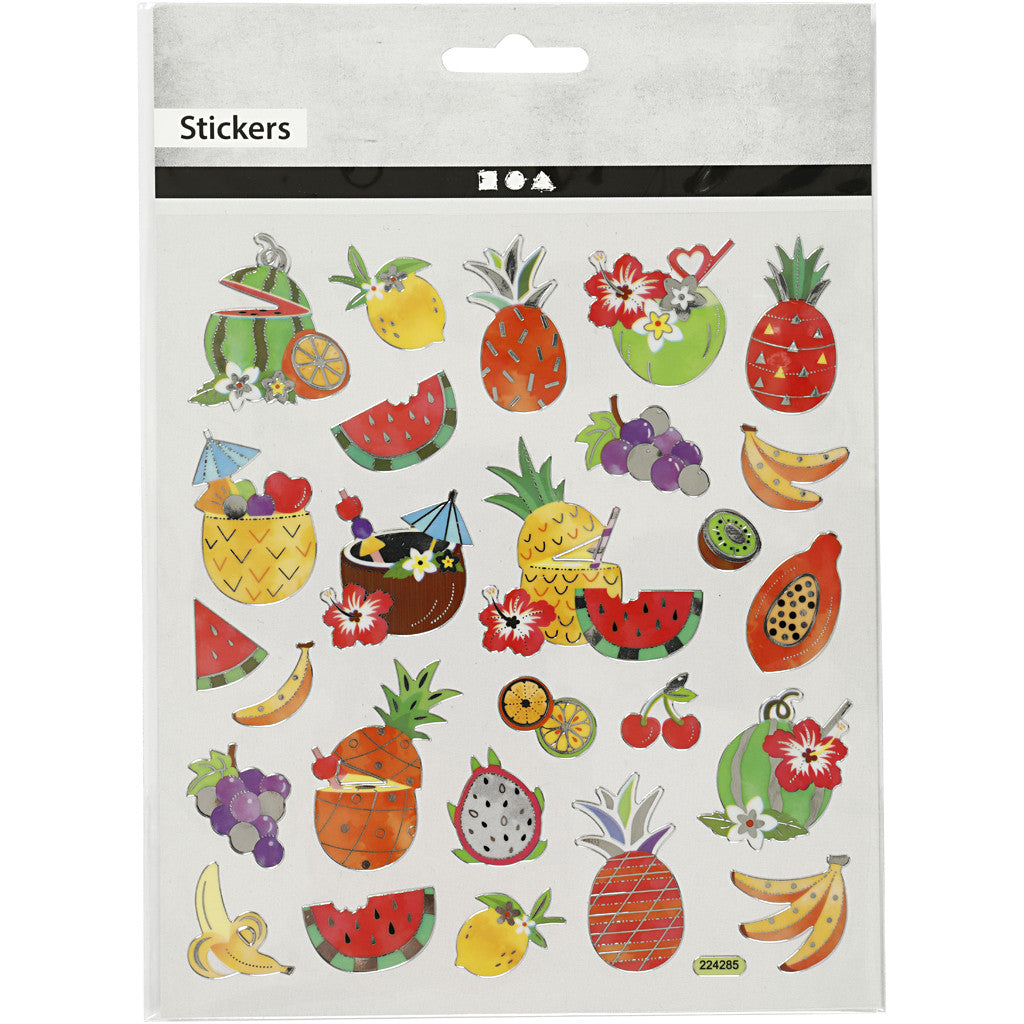 Stickers, exotisch fruit, vel 15x16,5 cm, 1 vel [HOB-27187]
