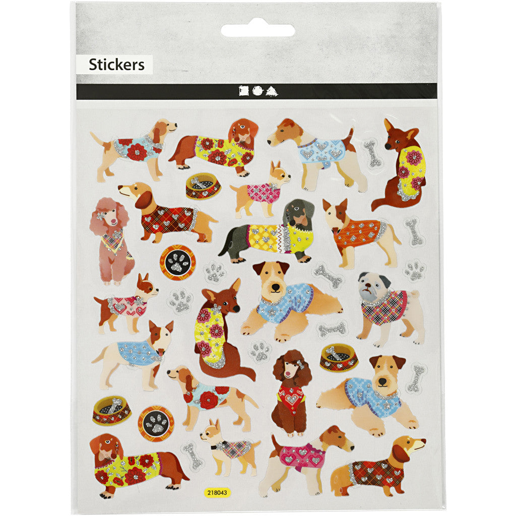 Stickers, honden, vel 15x16,5 cm, 1 vel [HOB-27198]