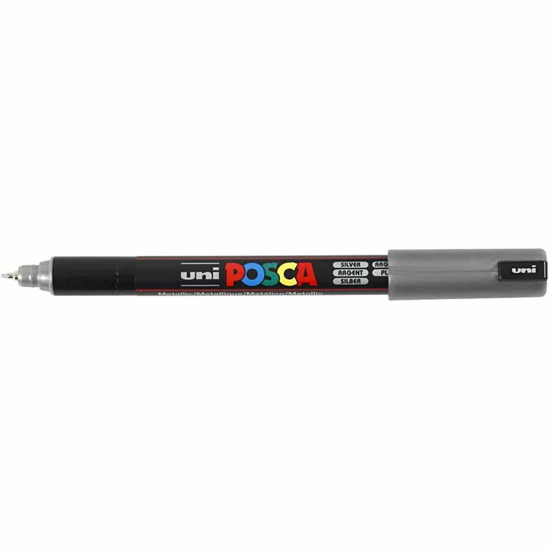 Posca Marker, afm PC-1MR, lijndikte 0,7 mm, extra-fijn, zilver, 1 stuk [HOB-272805]