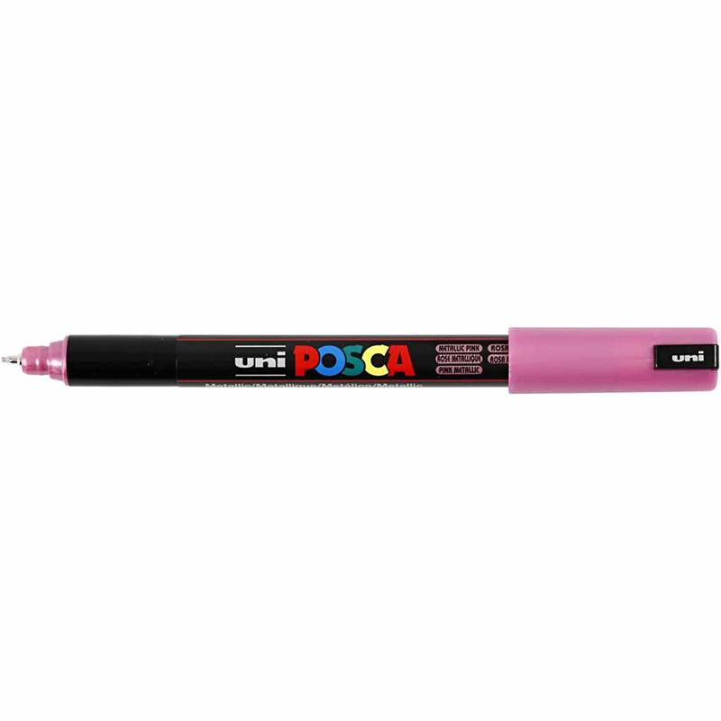 Posca Marker, afm PC-1MR, lijndikte 0,7 mm, extra-fijn, metallic pink, 1 stuk [HOB-272850]