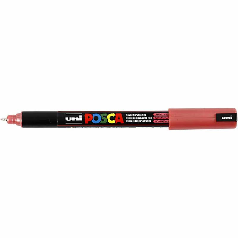 Posca Marker, afm PC-1MR, lijndikte 0,7 mm, extra-fijn, rood metallic, 1 stuk [HOB-272860]