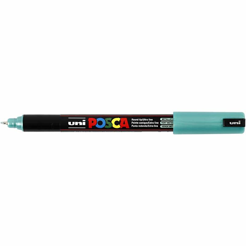 Posca Marker, afm PC-1MR, lijndikte 0,7 mm, extra-fijn, groen metallic, 1 stuk [HOB-272870]