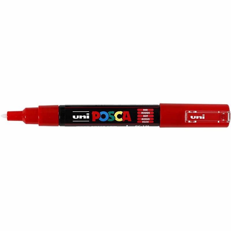 Posca Marker, afm PC-1M, lijndikte 0,7 mm, extra-fijn, rood, 1 stuk [HOB-273040]