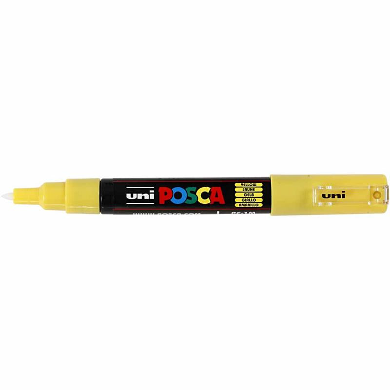 Posca Marker, afm PC-1M, lijndikte 0,7 mm, extra-fijn, geel, 1 stuk [HOB-273044]