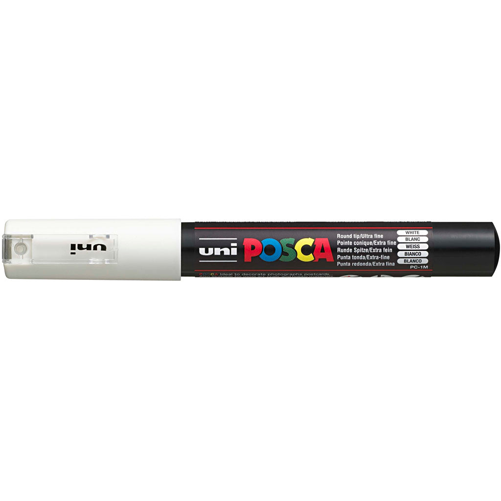 Posca Marker, afm PC-1M, lijndikte 0,7 mm, extra-fijn, wit, 1 stuk [HOB-273052]