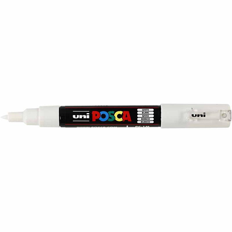 Posca Marker, afm PC-1M, lijndikte 0,7 mm, extra-fijn, wit, 1 stuk [HOB-273052]