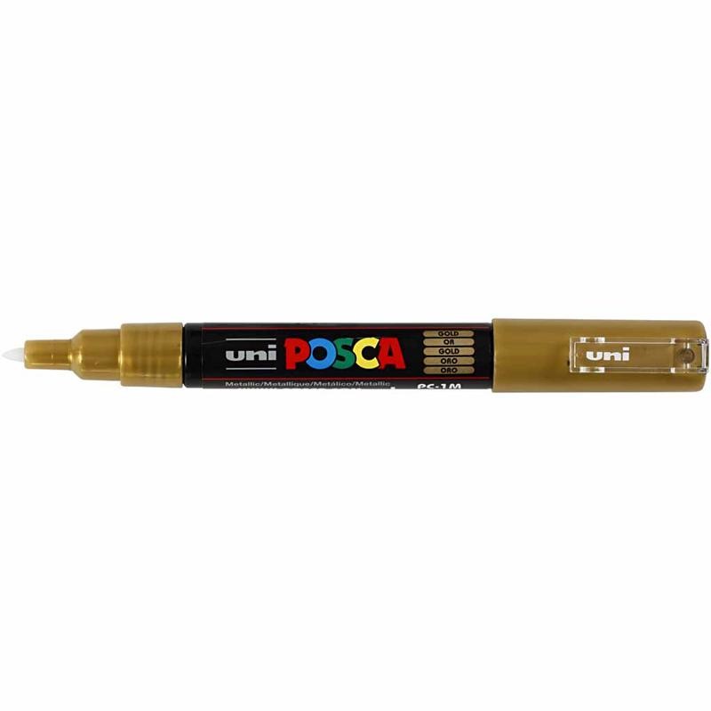 Posca Marker, afm PC-1M, lijndikte 0,7 mm, extra-fijn, goud, 1 stuk [HOB-273810]