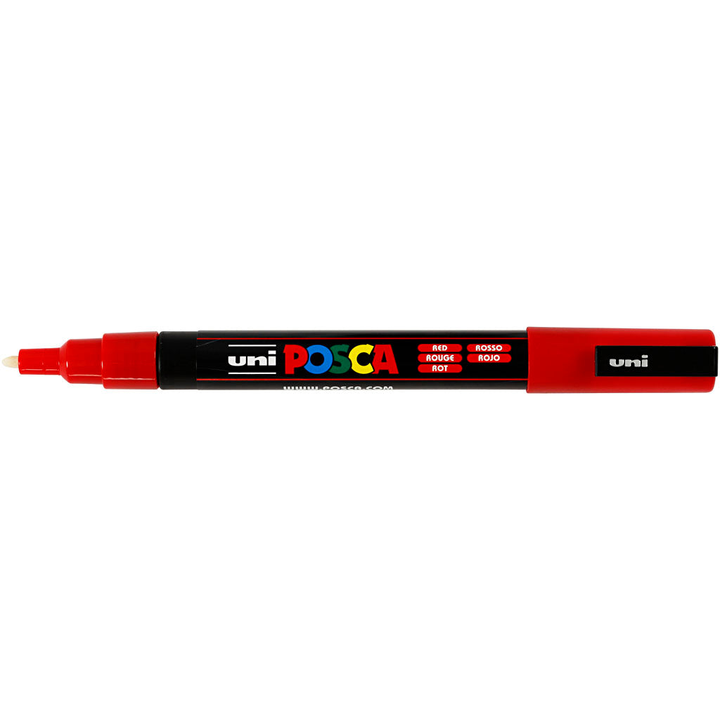 Posca Marker, afm PC-3M, lijndikte 0,9-1,3 mm, fijn, rood, 1 stuk [HOB-274040]