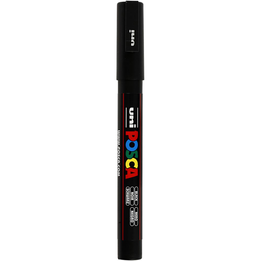 Posca Marker, afm PC-3M, lijndikte 0,9-1,3 mm, fijn, zwart, 1 stuk [HOB-274046]