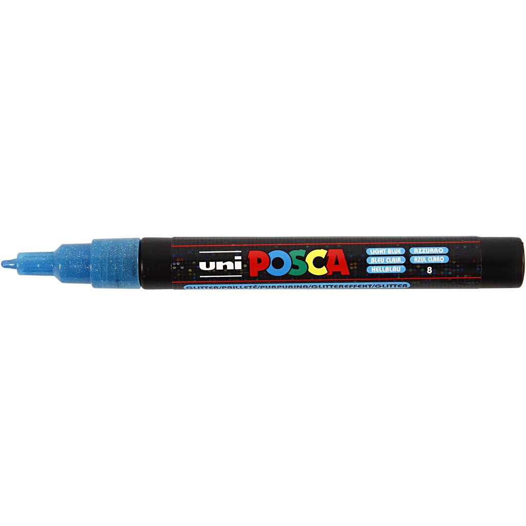 Posca Marker, afm PC-3ML, lijndikte 0,9-1,3 mm, glitterkleuren, 8 stuk/ 1 doos [HOB-274899]