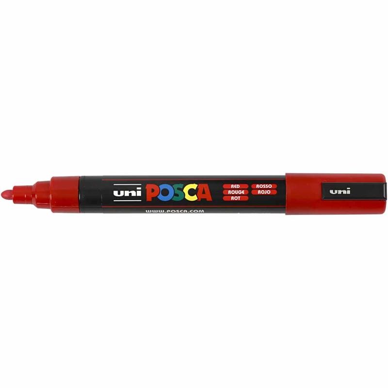 Posca Marker, afm PC-5M, lijndikte 2,5 mm, medium, rood, 1 stuk [HOB-276040]