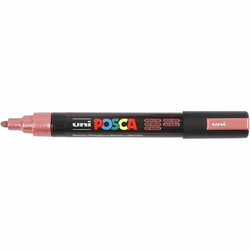 Posca Marker, afm PC-5M, lijndikte 2,5 mm, medium, rood metallic, 1 stuk [HOB-276860]