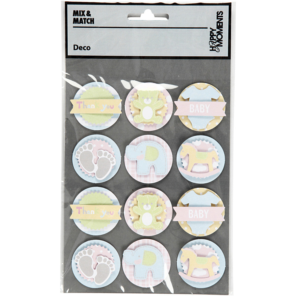 3D Baby Stickers, baby, d 35 mm, dikte 5 mm, 1 vel [HOB-27693]