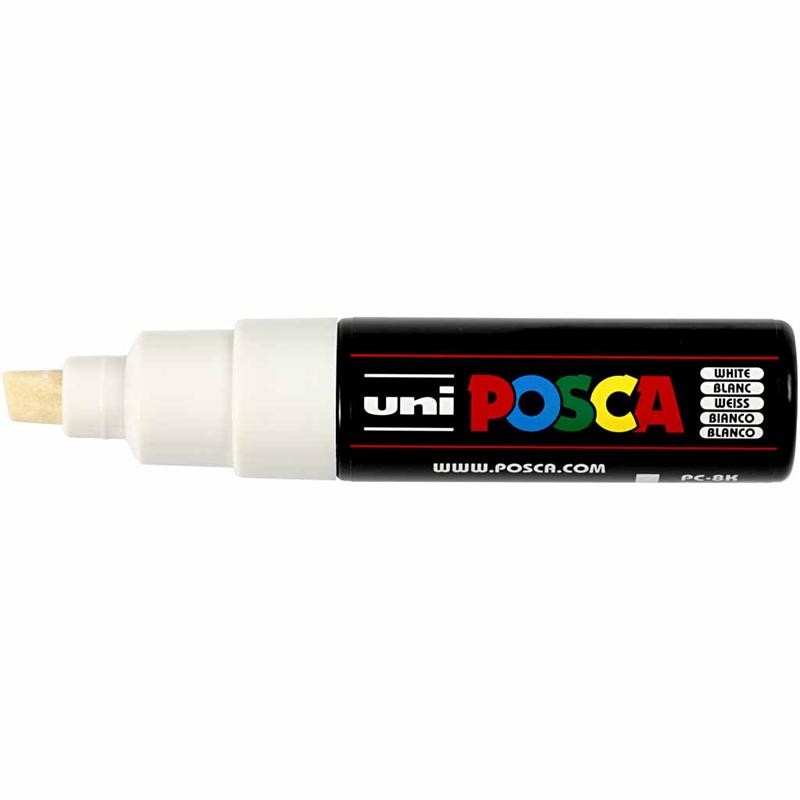 Posca Marker, afm PC-8K, lijndikte 8 mm, breed, wit, 1 stuk [HOB-278052]