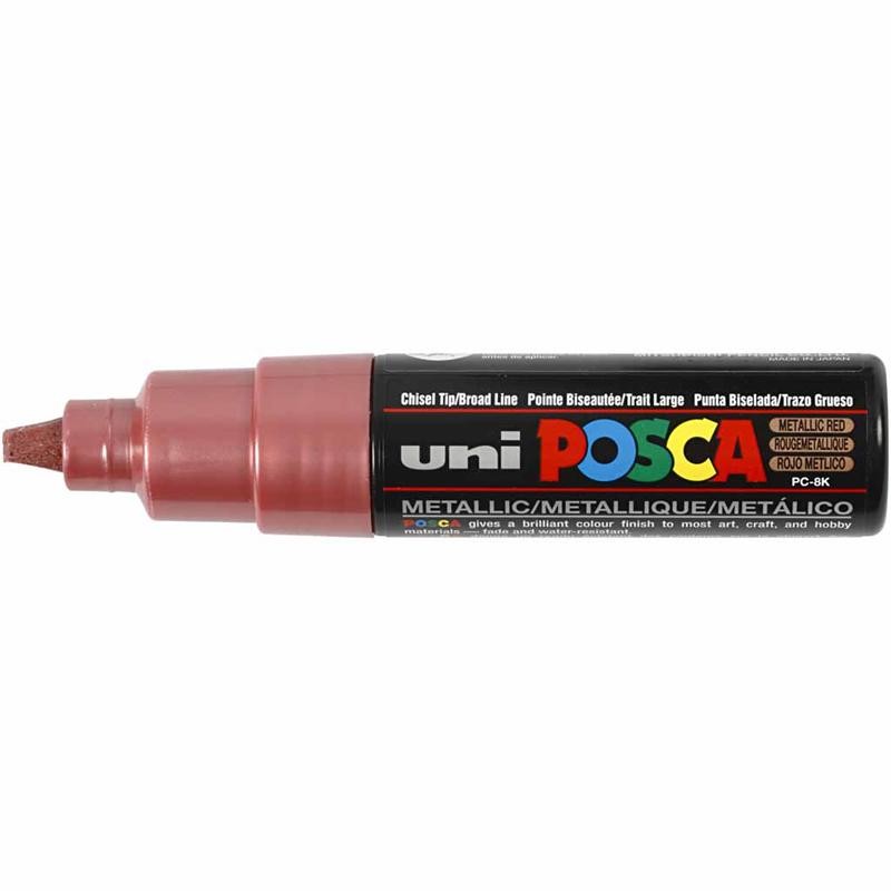 Posca Marker, afm PC-8K, lijndikte 8 mm, breed, rood metallic, 1 stuk [HOB-278860]