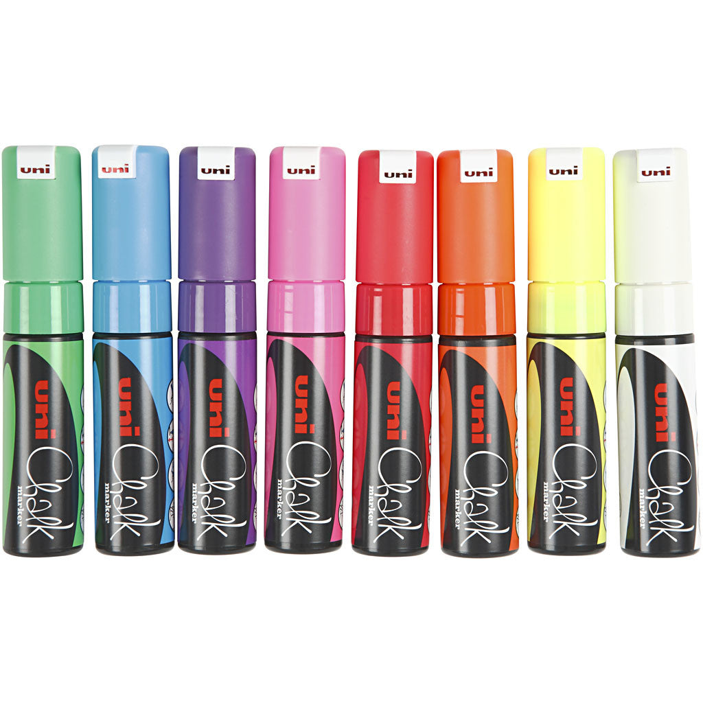 Chalk Marker, lijndikte 8 mm, diverse kleuren, 8 stuk/ 1 doos [HOB-279918]