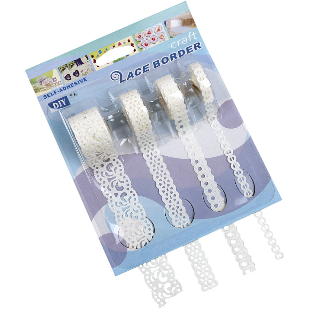 Paper Lace Borders, B: 8-23 mm, wit, 4x2 m/ 1 doos [HOB-28024]