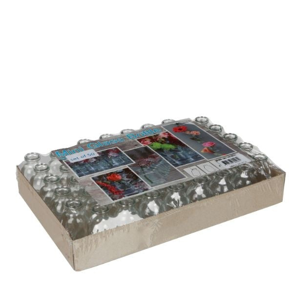 Glazen flesje mini 20ml 6cm hoog Ø 3 cm (tray met 50 stuks) [IFS-28062]