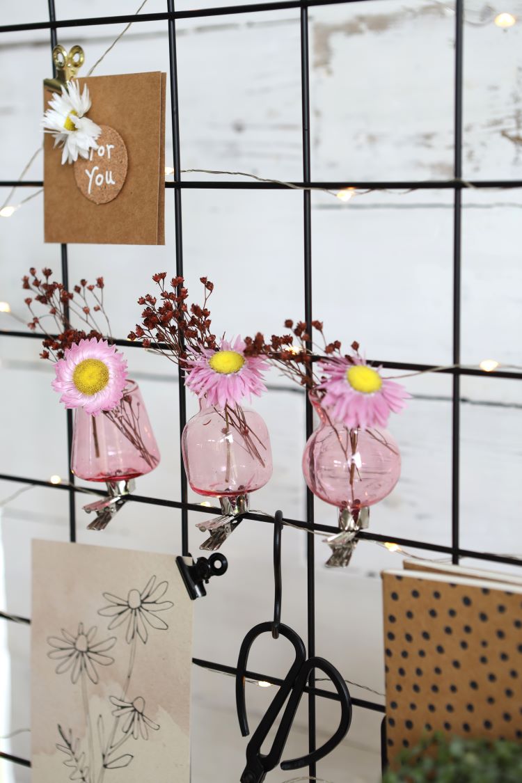 Vaasjes op clip assorti van 3 stuks Roze (1 st.) [IFS-28094]