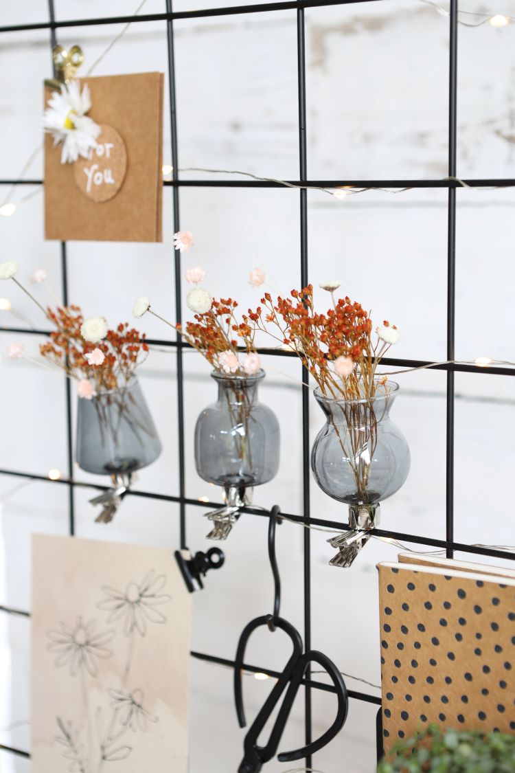 Vaasjes op clip assorti van 3 stuks Grijs (1 st.) [IFS-28096]