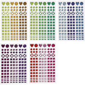 Mozaiek stickers, d 8-14 mm, vel 11x16,5 cm, diverse kleuren, 10 vel/ 1 doos [HOB-28253]