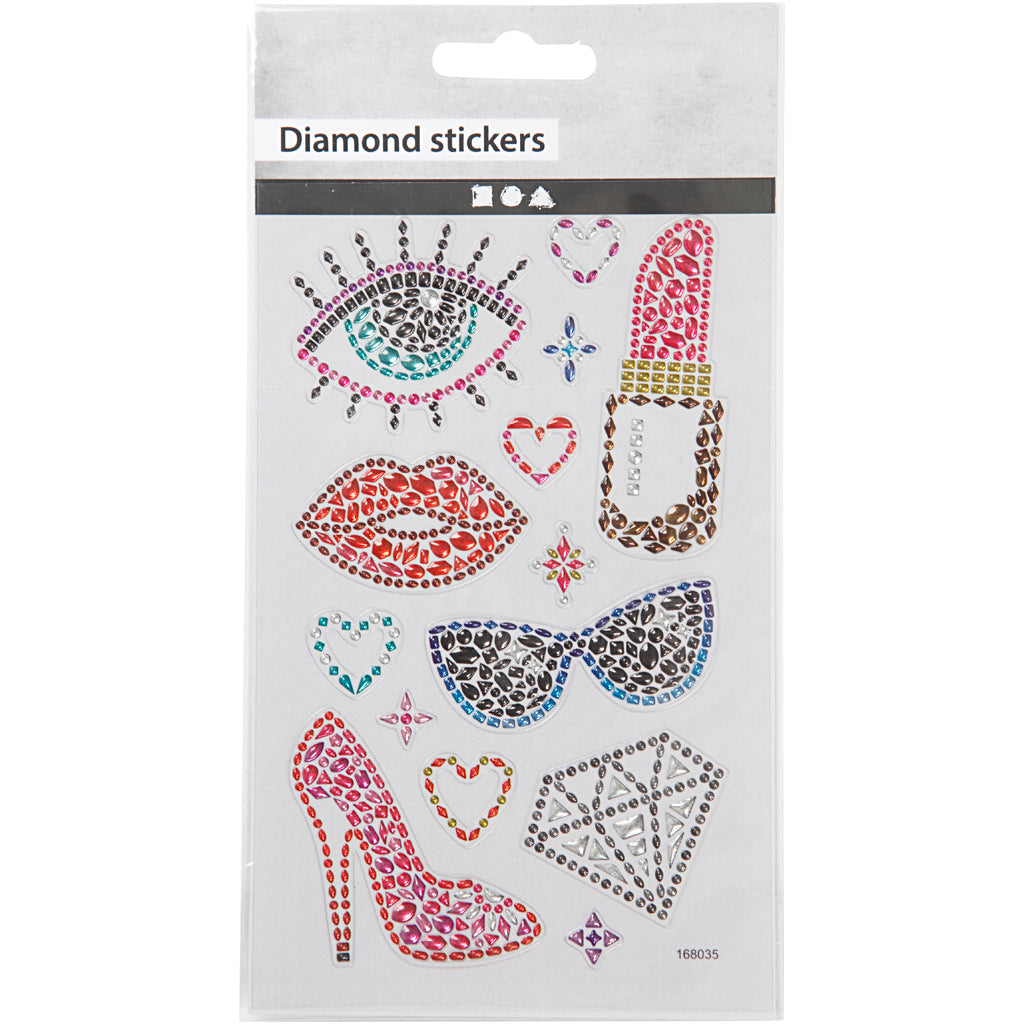 Diamond stickers, klaar voor het feest, vel 10x16 cm, 1 vel [HOB-284031]