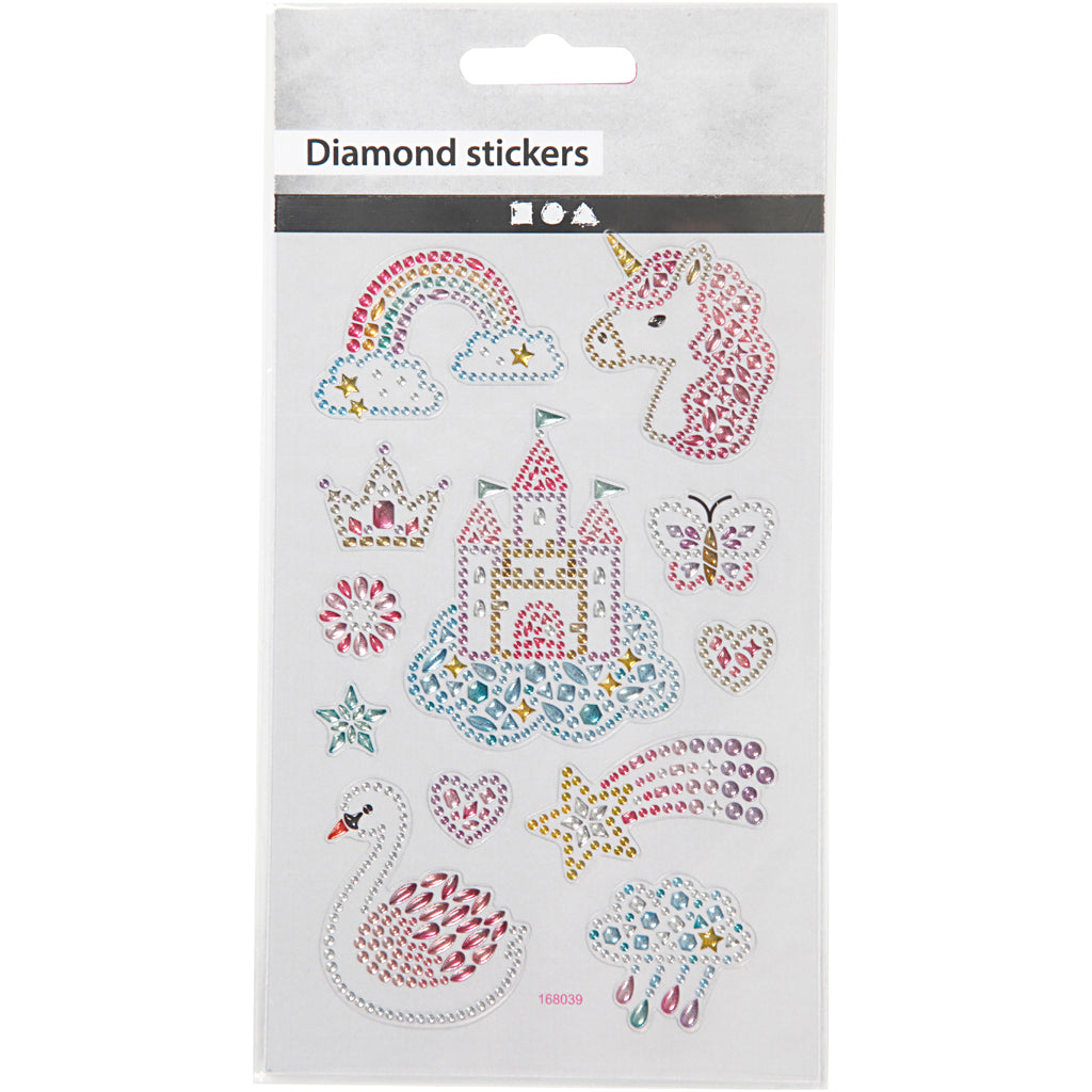 Diamond stickers, unicorn univers, vel 10x16 cm, 1 vel [HOB-284032]