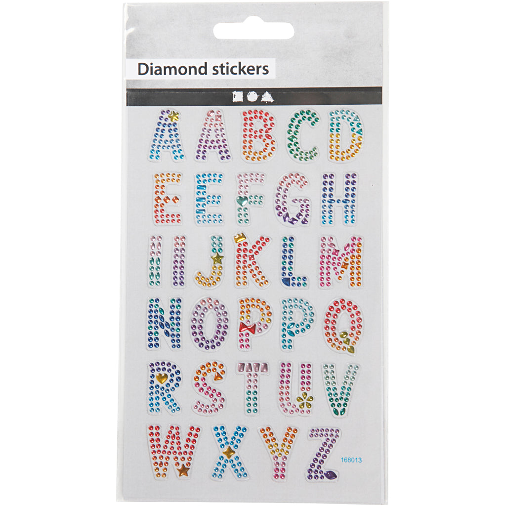 Diamond stickers, alfabet, vel 10x16 cm, 1 vel [HOB-284035]
