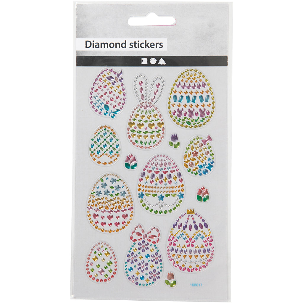 Diamond stickers, paaseieren, vel 10x16 cm, 1 vel [HOB-284036]
