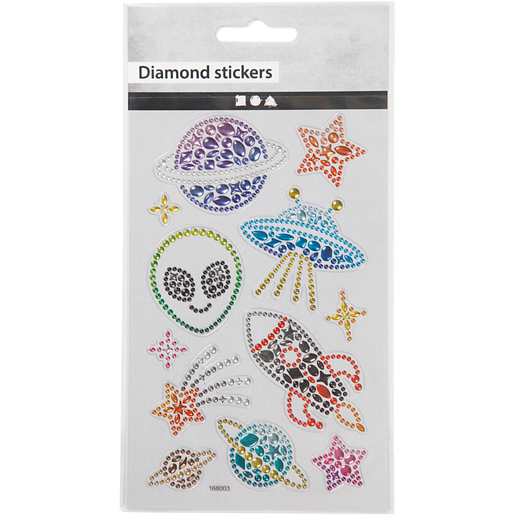 Diamond stickers, ruimte, vel 10x16 cm, 1 vel [HOB-284037]
