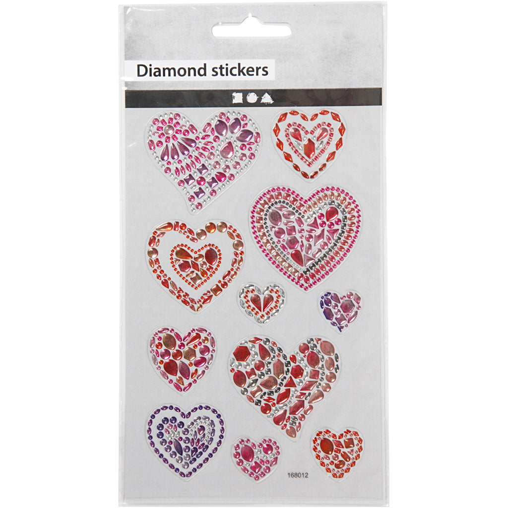 Diamond stickers, harten, vel 10x16 cm, 1 vel [HOB-284039]