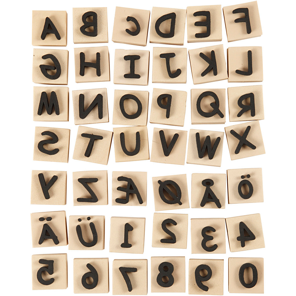 Foam Stamps, size 3x3 cm, thickness 13 mm, 42 pc