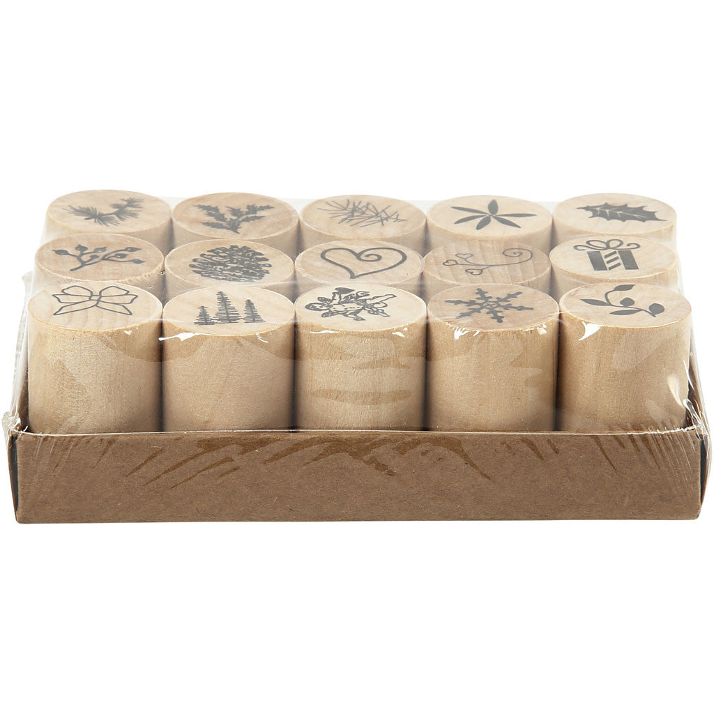 Deco Art Stempels, Kerst, H: 26 mm, d 20 mm, 15 stuk/ 1 doos [HOB-28580]