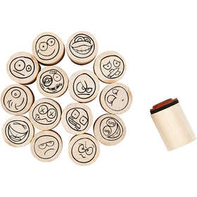 Deco Art Stempels, smiley, H: 26 mm, d 20 mm, 15 stuk/ 1 doos [HOB-28581]
