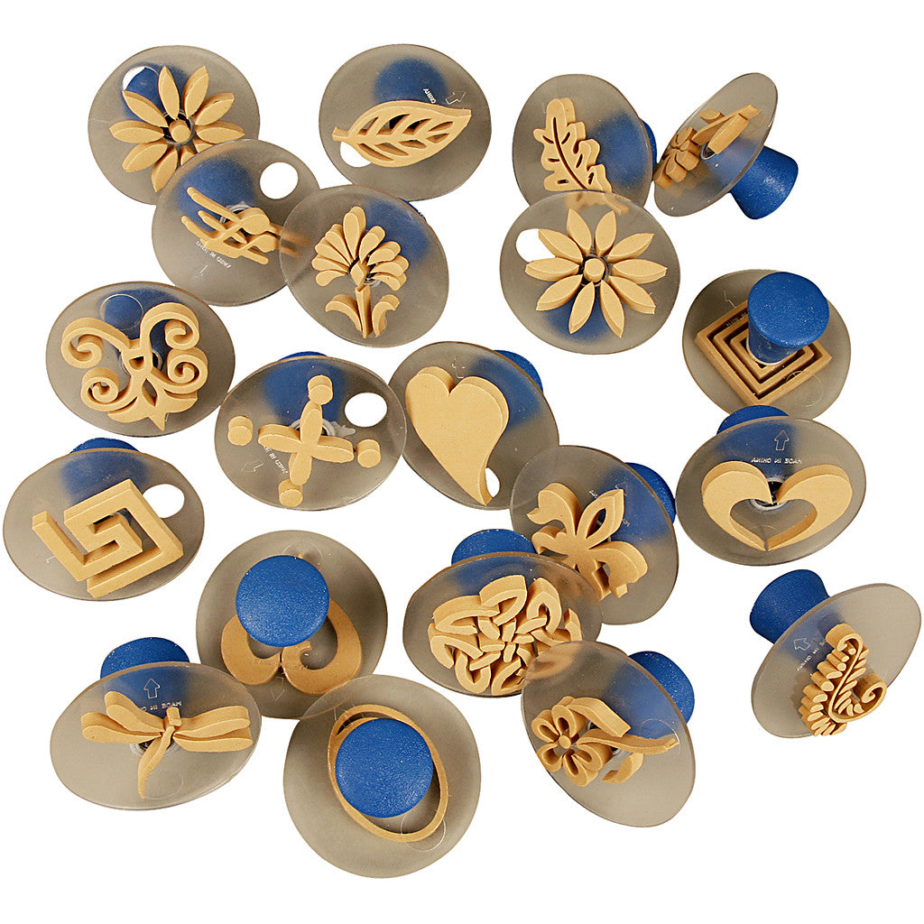 Foam stempels met handvat, afm 3-6 cm, 20 stuk/ 1 doos [HOB-28590]