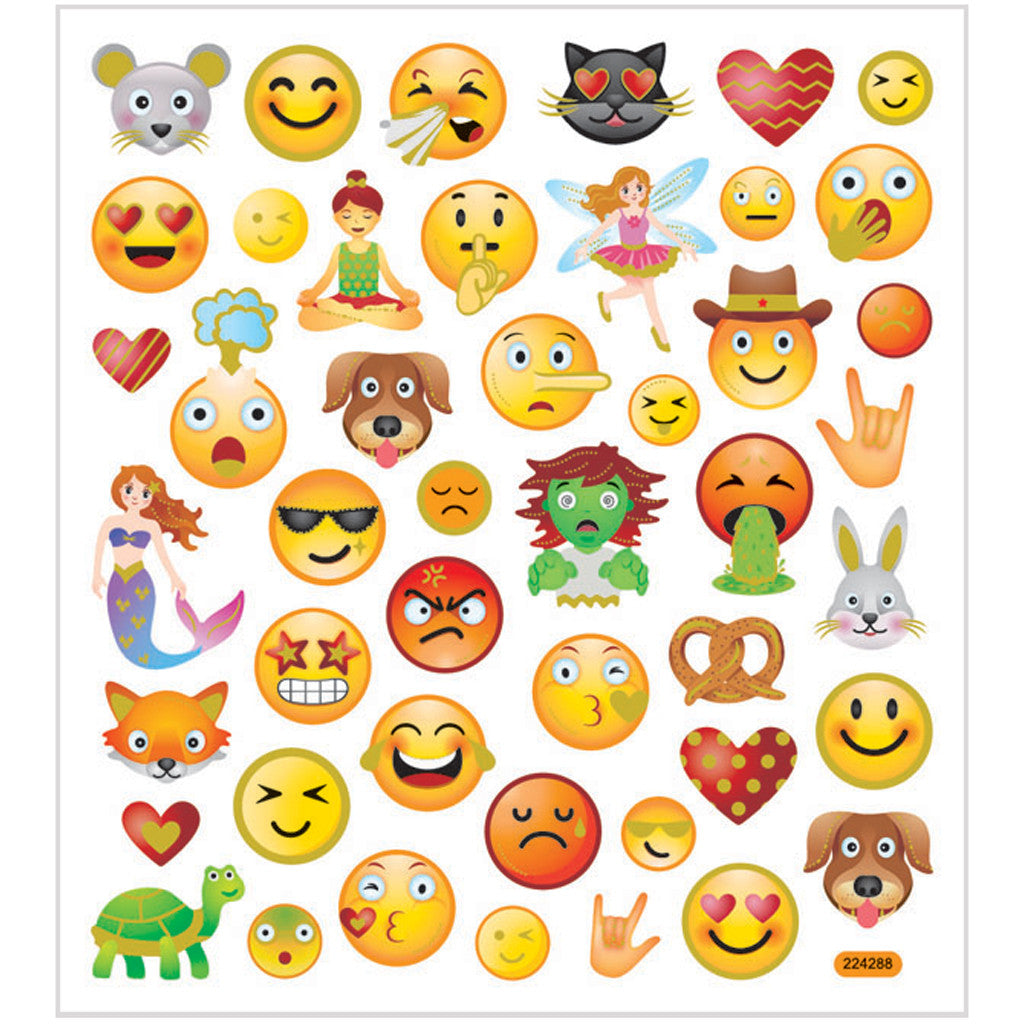 Stickers, emojis, vel 15x16,5 cm, 1 vel [HOB-28873]