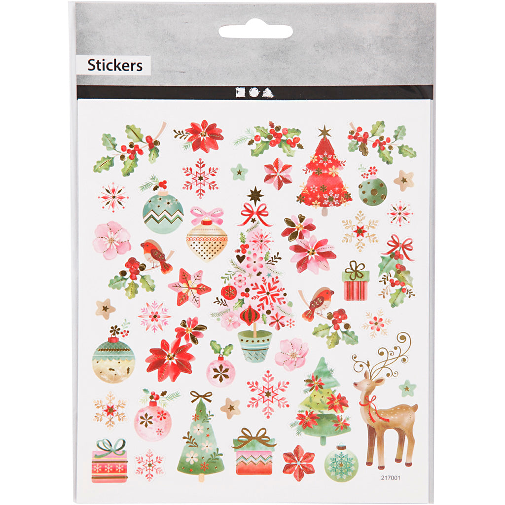 Stickers, romantische kerst, vel 15x16,5 cm, ca. 43 stuk, 1 vel [HOB-288791]