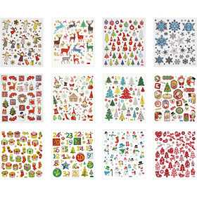 Stickerboek, kerstmis, vel 15x16,5 cm, ca. 584 stuk, 12 vel/ 1 doos [HOB-28969]