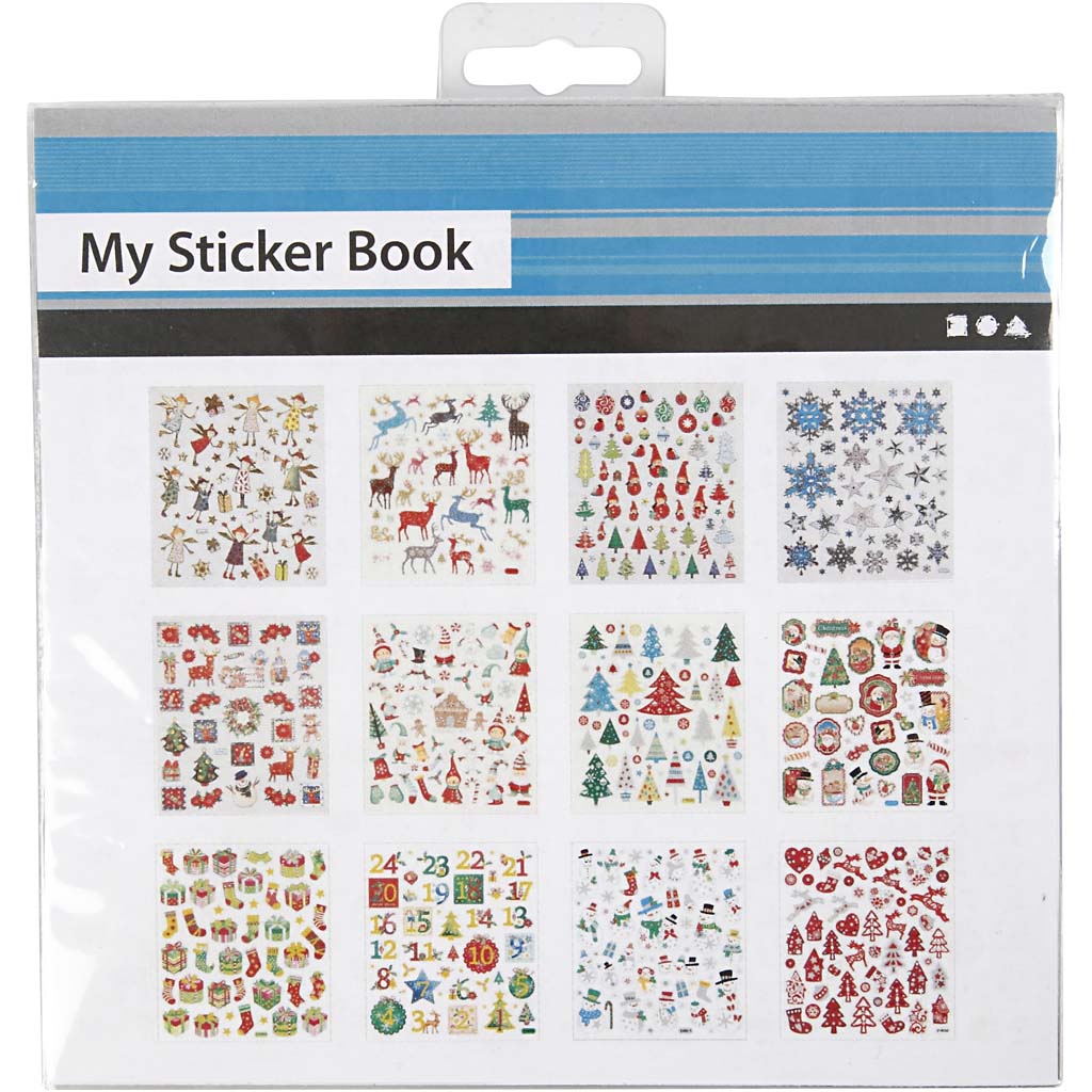 Stickerboek, kerstmis, vel 15x16,5 cm, ca. 584 stuk, 12 vel/ 1 doos [HOB-28969]