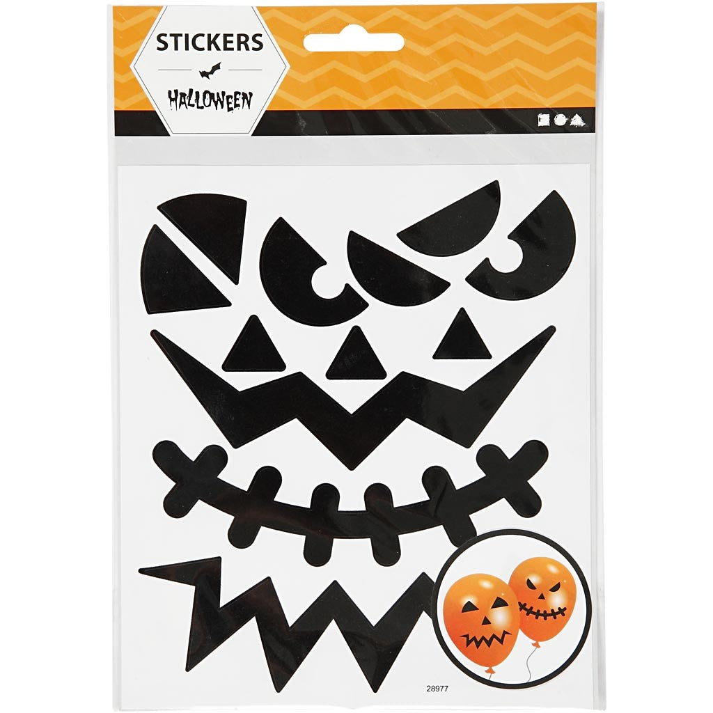 Stickers, Halloween - grote gezichten, vel 15x16,5 cm, 1 vel [HOB-28977]