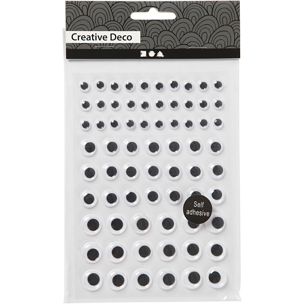 Wiebelogen, zelfklevend, d 8+12+14 mm, wit, 69 stuk, 1 vel [HOB-28997]